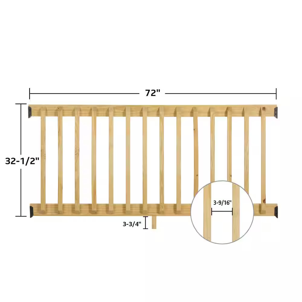 36 In. H X 72 In. W Pressure-Treated Southern Yellow Pine Wood Deck Horizontal R