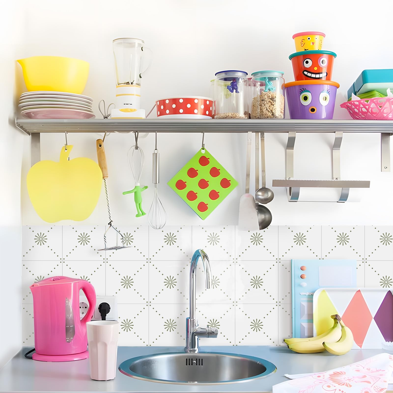 Peel & Stick Wall Tile Stickers 12 PCS Backsplash Self Adhesive 6″ x 6″, Deco…