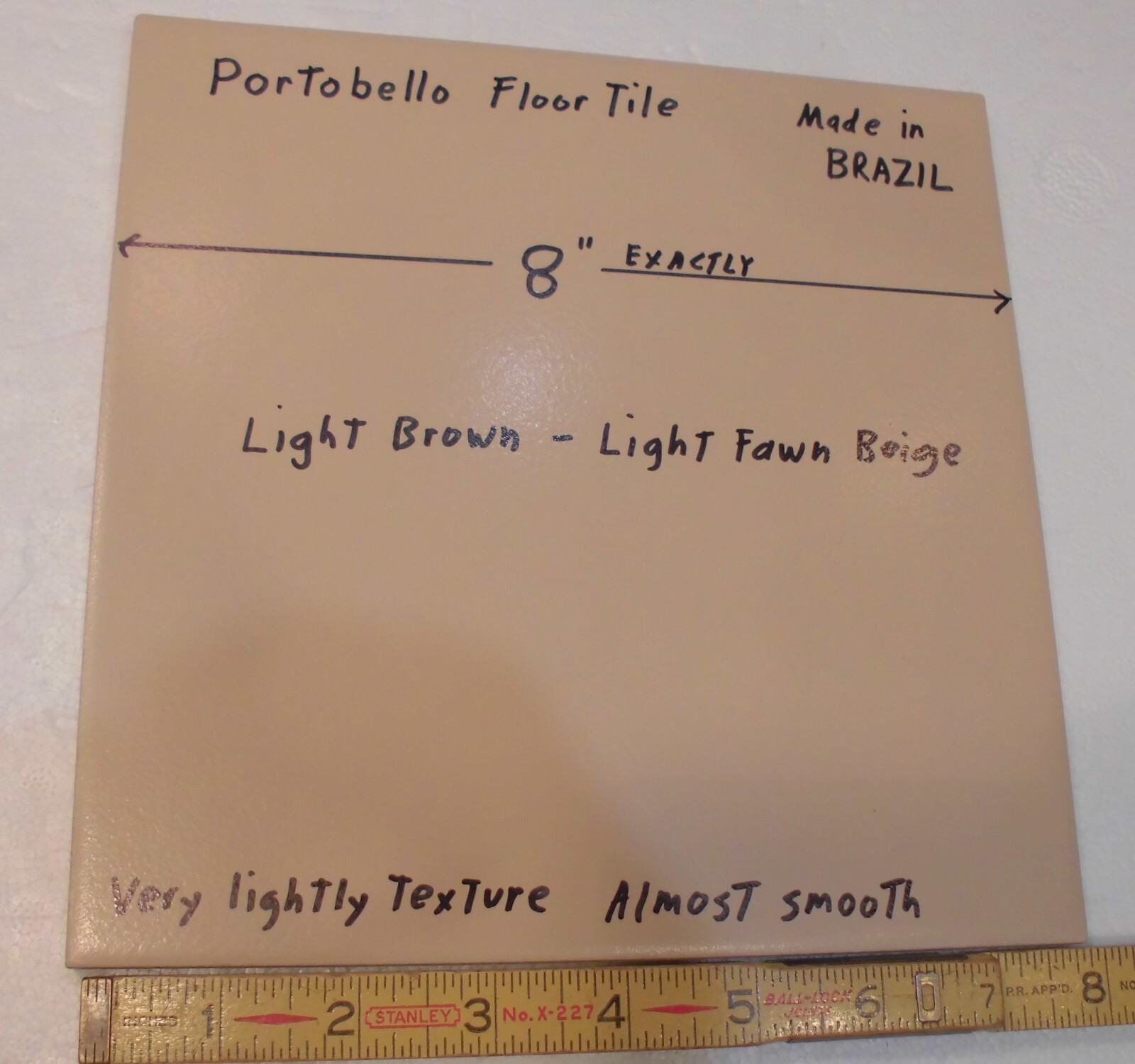 1 pc. Light Brown – Light Fawn Beige: Floor Tile 8″ X 8″ Smooth Matte Finish