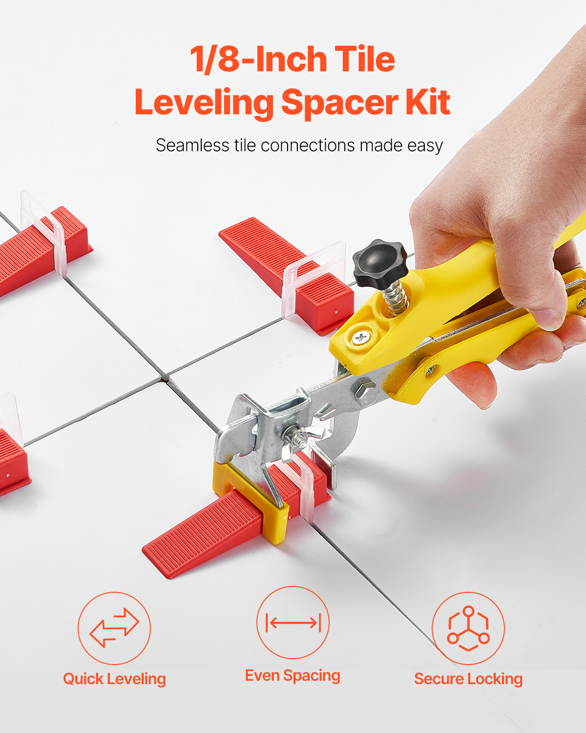 Tile Leveling System 1/8″ (3 mm) 700pcs Tile Spacers+200 Reusable Wedges 1 Plier