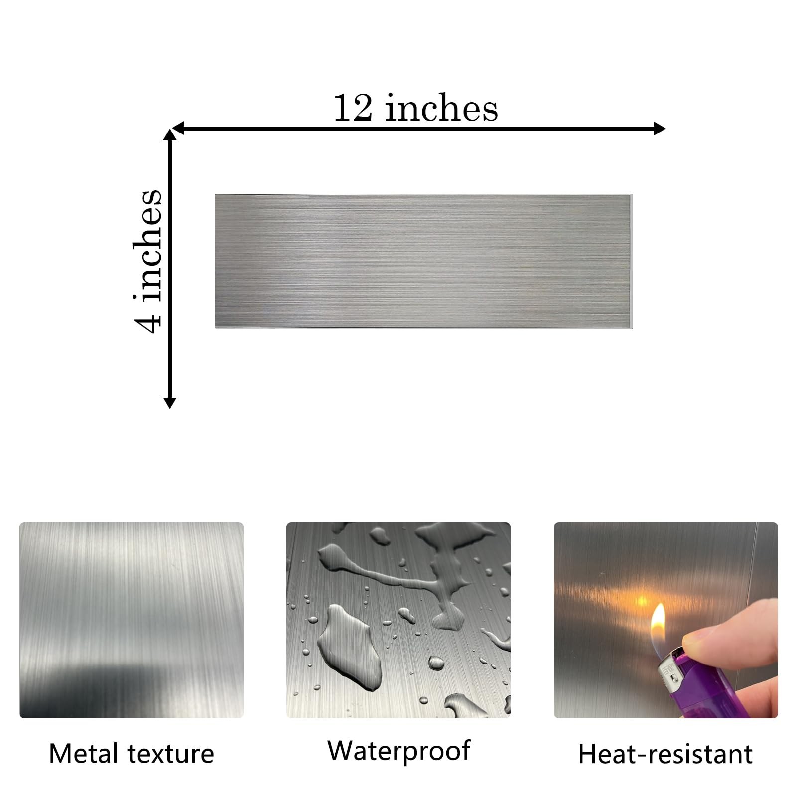 30-Pack of 12 x 4″ Brushed Aluminum Peel-and-Stick Tile | Backsplash Panels, …
