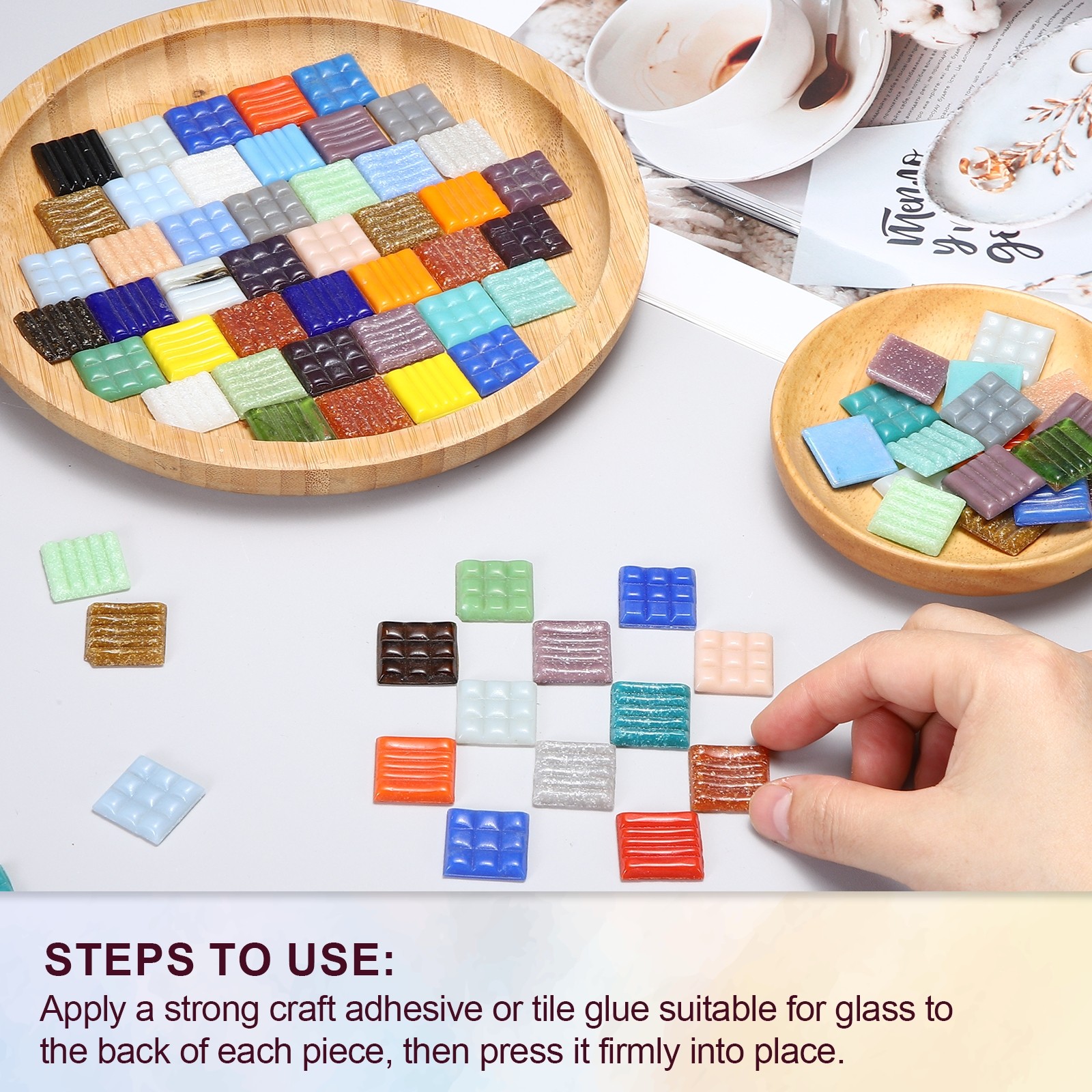 0.44LB Quartz Mosaic Tiles for Crafts Bulk, 3/4″ Square Mosaic, Mix Purple