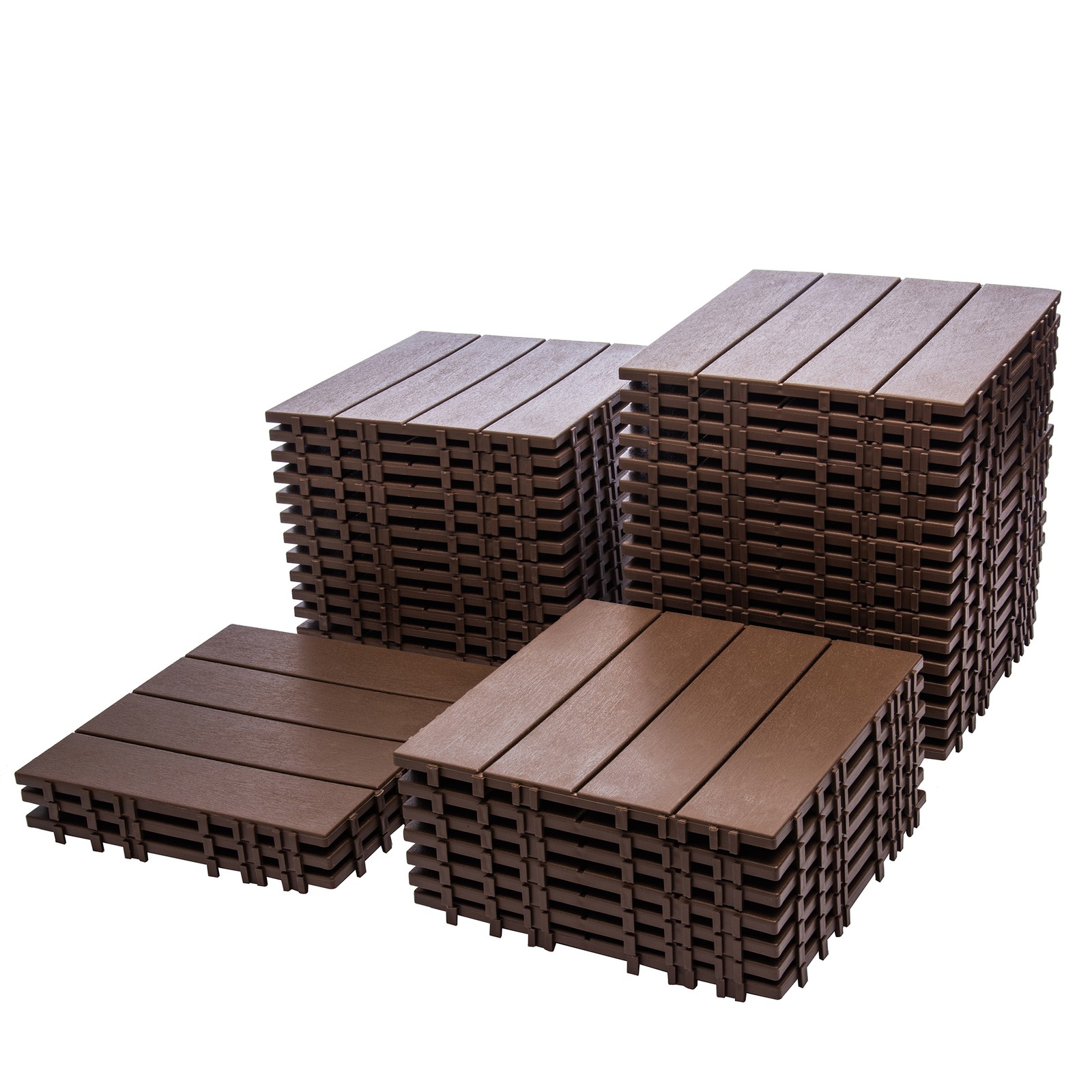 68-Pack 11.42″x11.42″ Plastic Interlocking Deck Tiles – 61.60 Sq.Ft