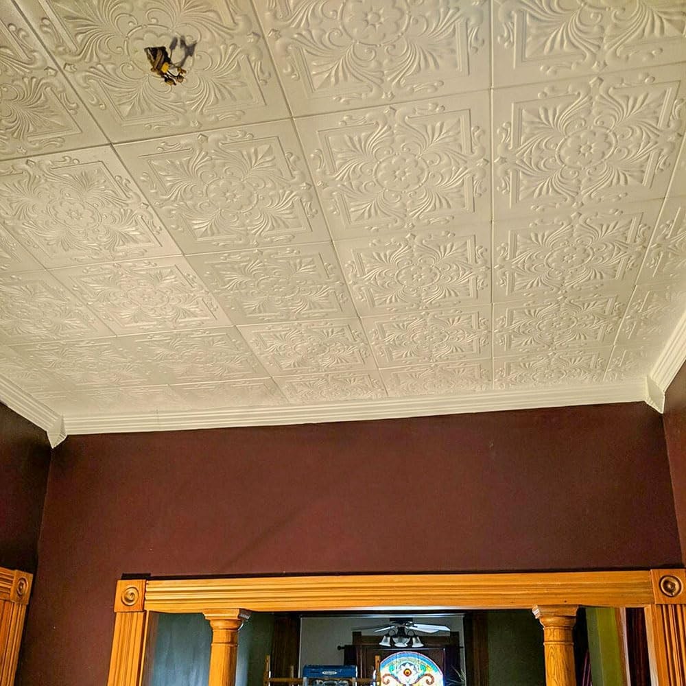 R14 Victorian Foam Glue-up Ceiling Tile (21.6 sq. ft./Case) Pack of 8 Plain