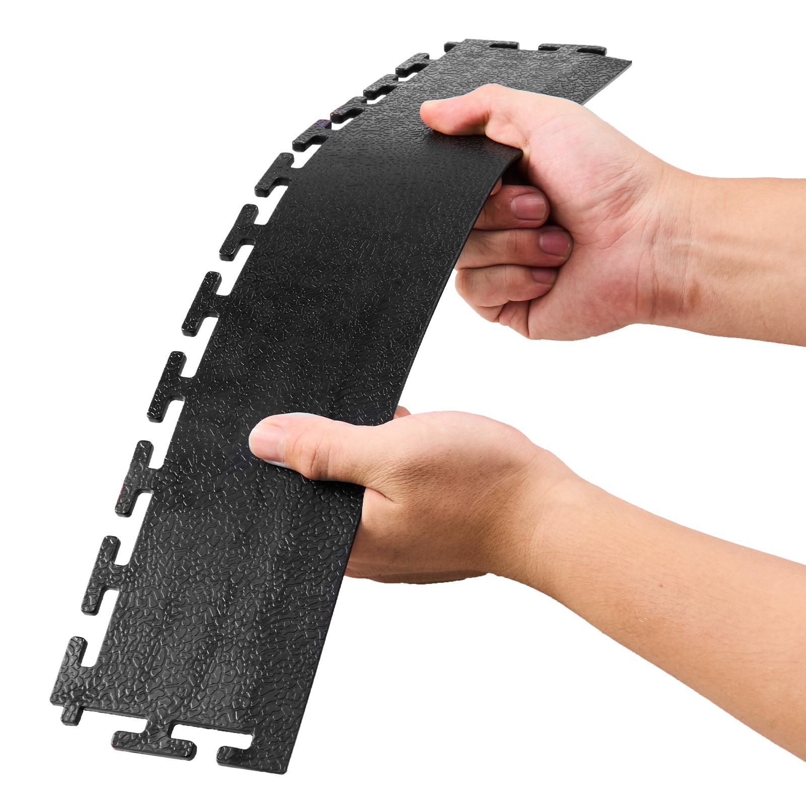 VEVOR Male Garage Floor Edge Kit 12 Edges 4 Corners PVC Interlocking Black