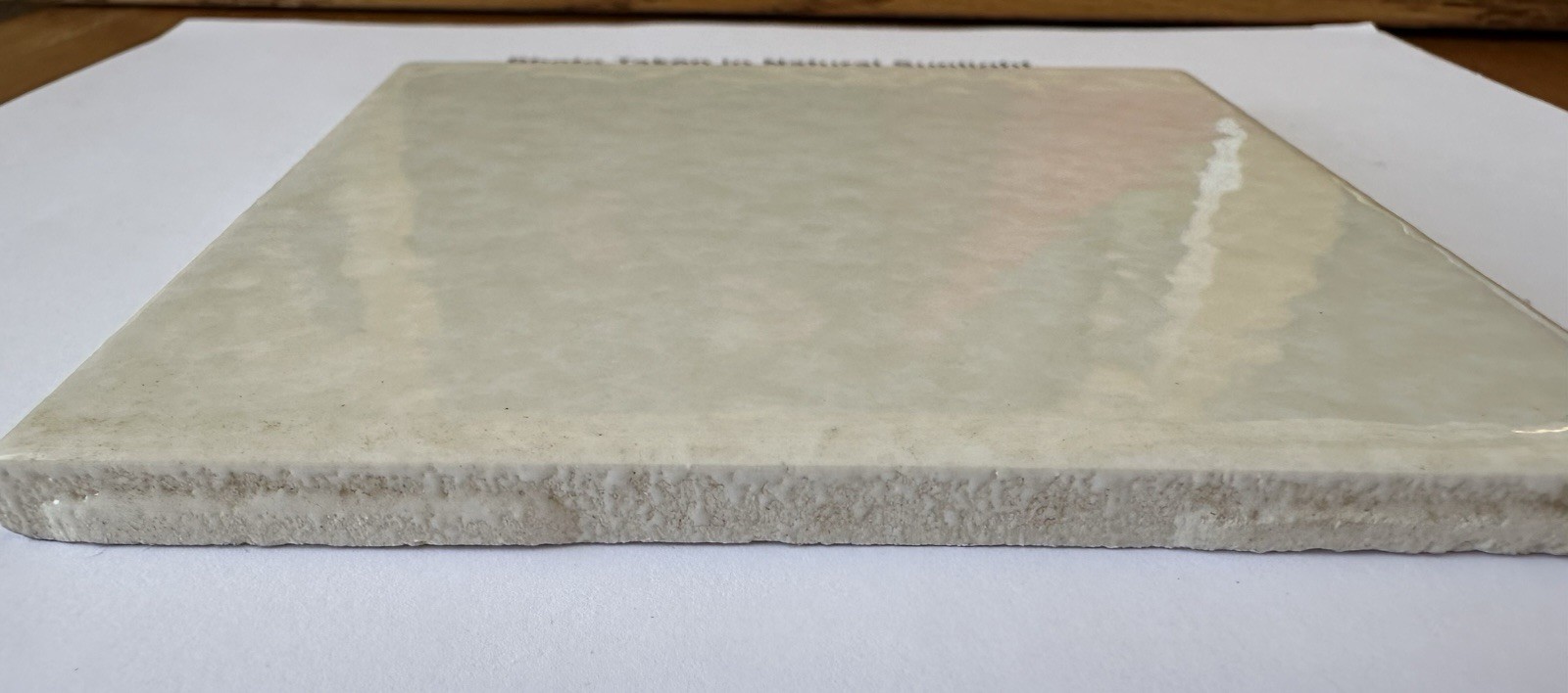 1pc. *Glossy & Bumpy; Bone #M-078* Ceramic Tile 4-1/4″ by United States Tile Co.