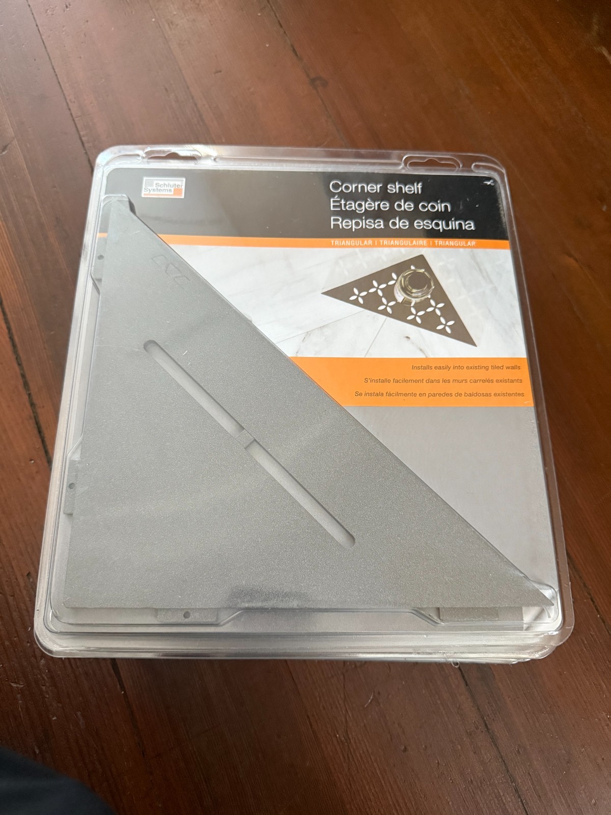 Schluter Systems Shelf Triangular Corner Pure Pewter SES1D7TSG