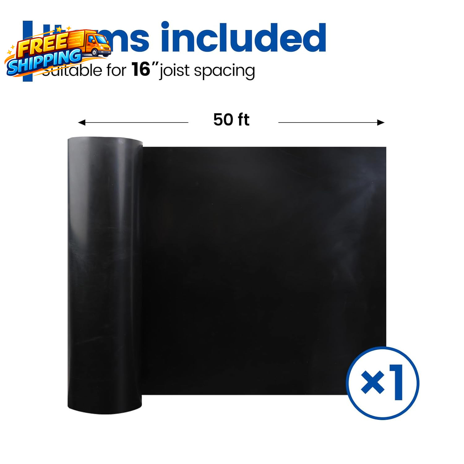 1PCS 50FT Black under Deck Drainage System Trough HDPE Waterproofing Membrane
