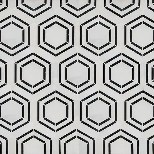 MSI Georama Nero 13 in. x 11 in. x 10 mm Polished Marble Mosaic Tile 1 sqft