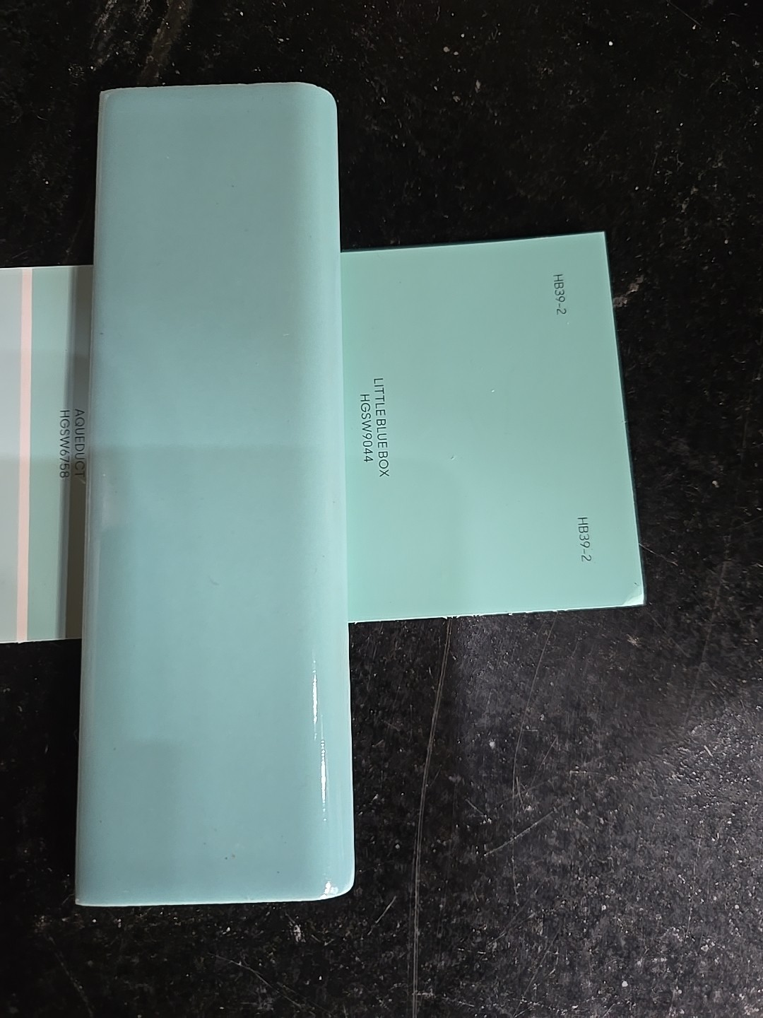 Vintage S 6 1/8″ X 1 7/8″ Flat Bullnose NOS Aqua Blue Trim Tile