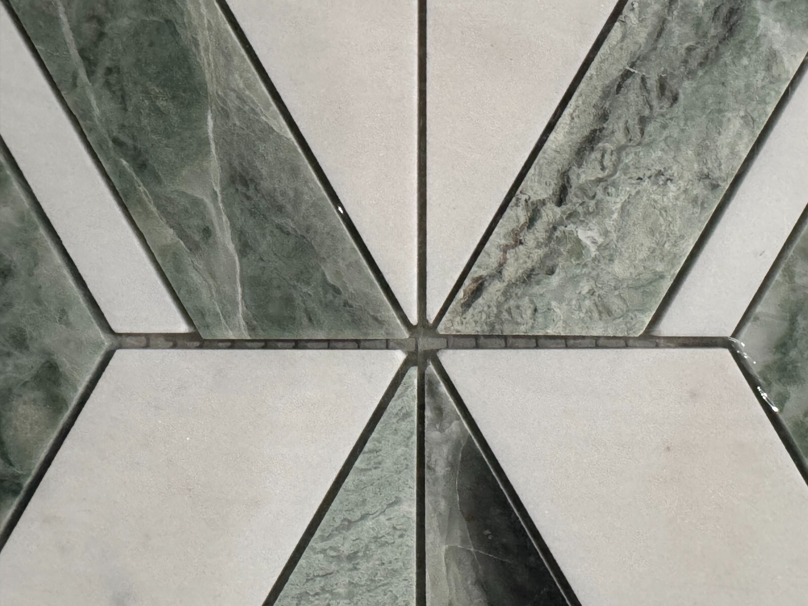 S58 Green/White Diamond Marble Mosaic Tile Kitchen Bathroom Polished, 7 sheets