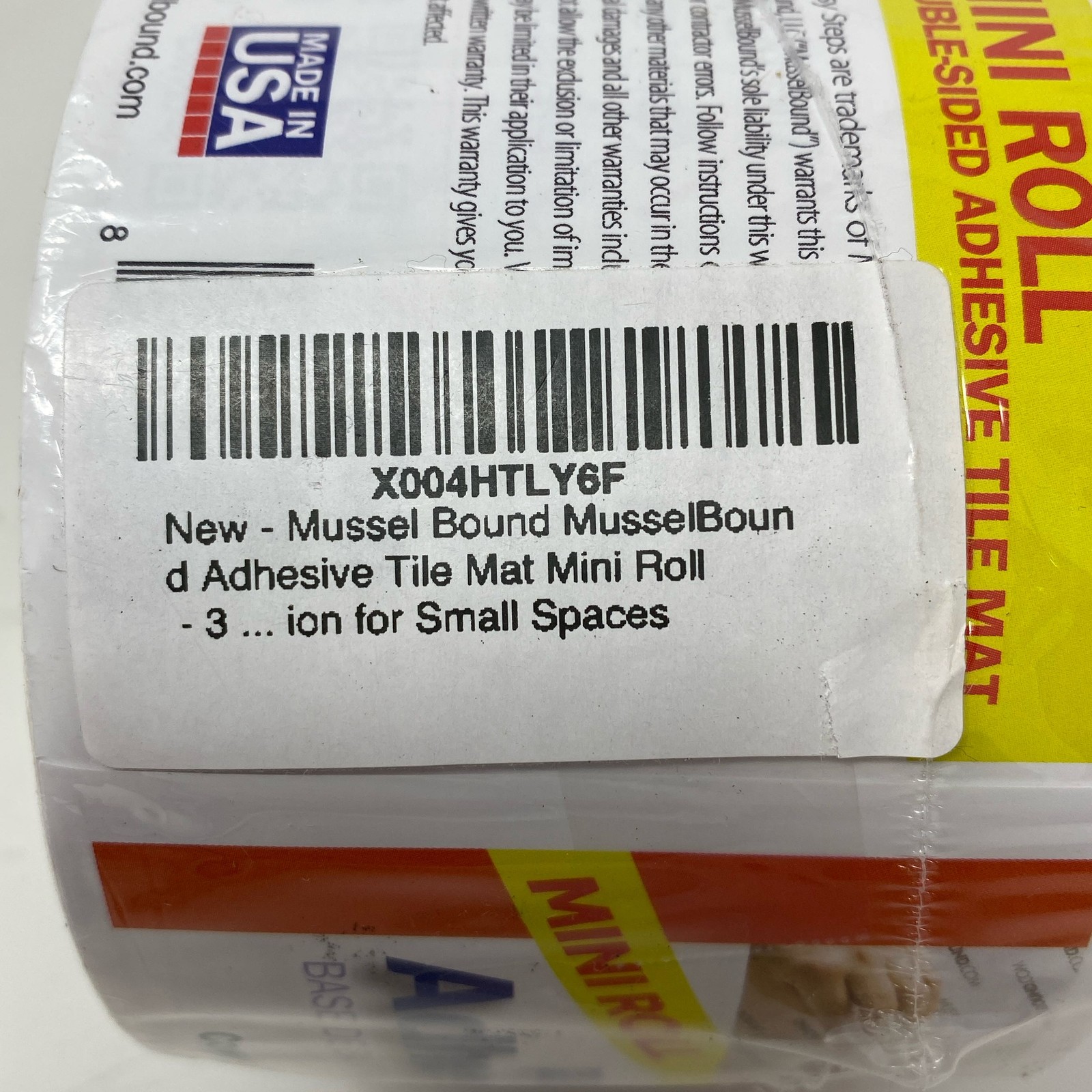 MusselBound Adhesive Tile Mat Mini Roll, White, 3″ x 15′ (3.75 sf)