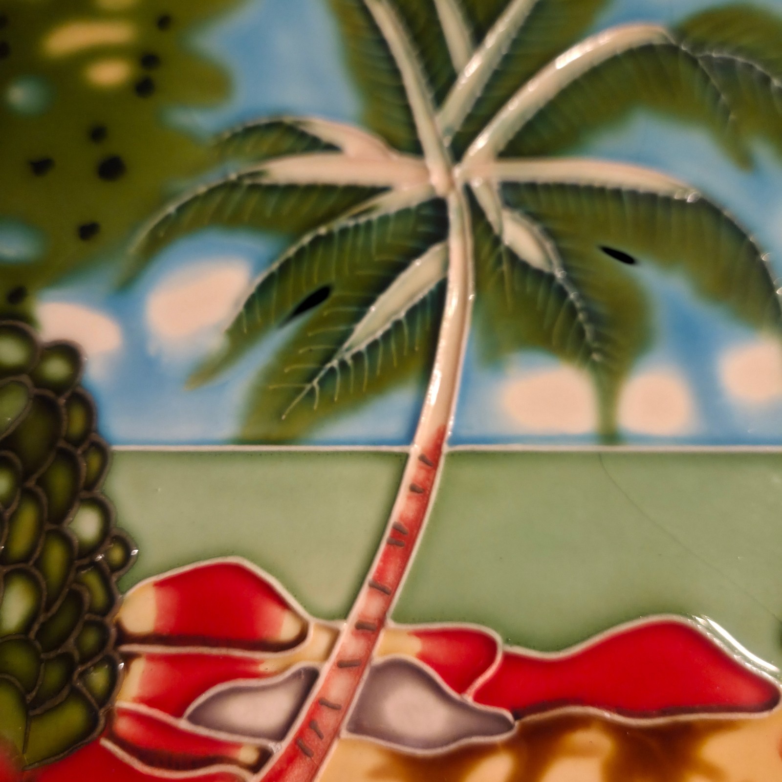 Decorative Wall Art Ceramic Tile 8″x8″ Palm Tree Beach Backsplash Trivet READ