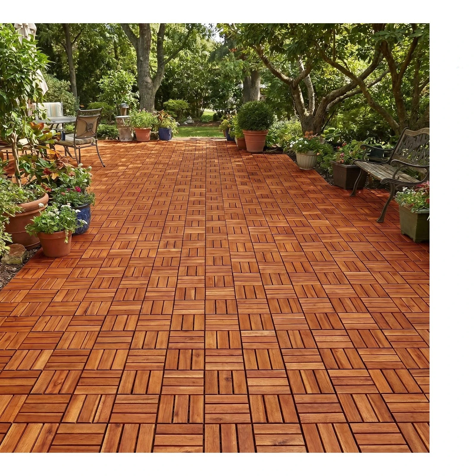 Wood Deck Interlocking Tiles 12″X12″ Indoor Outdoor Flooring for Balco