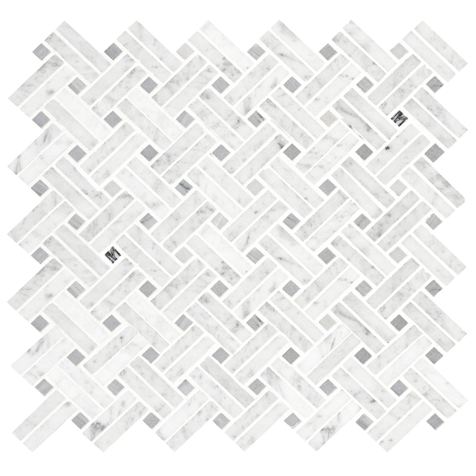Ackland AKM-S-12X12WVP-CA 12″ x 12″ Marble Basketweave Wall – White