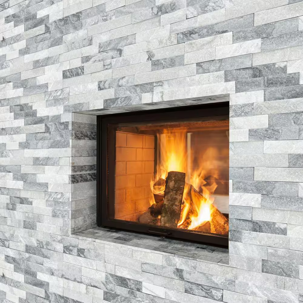 Alaska Gray Ledger Panel 6 In. X 24 In. Splitface Marble Wall Tile (6 Sq. Ft. /C