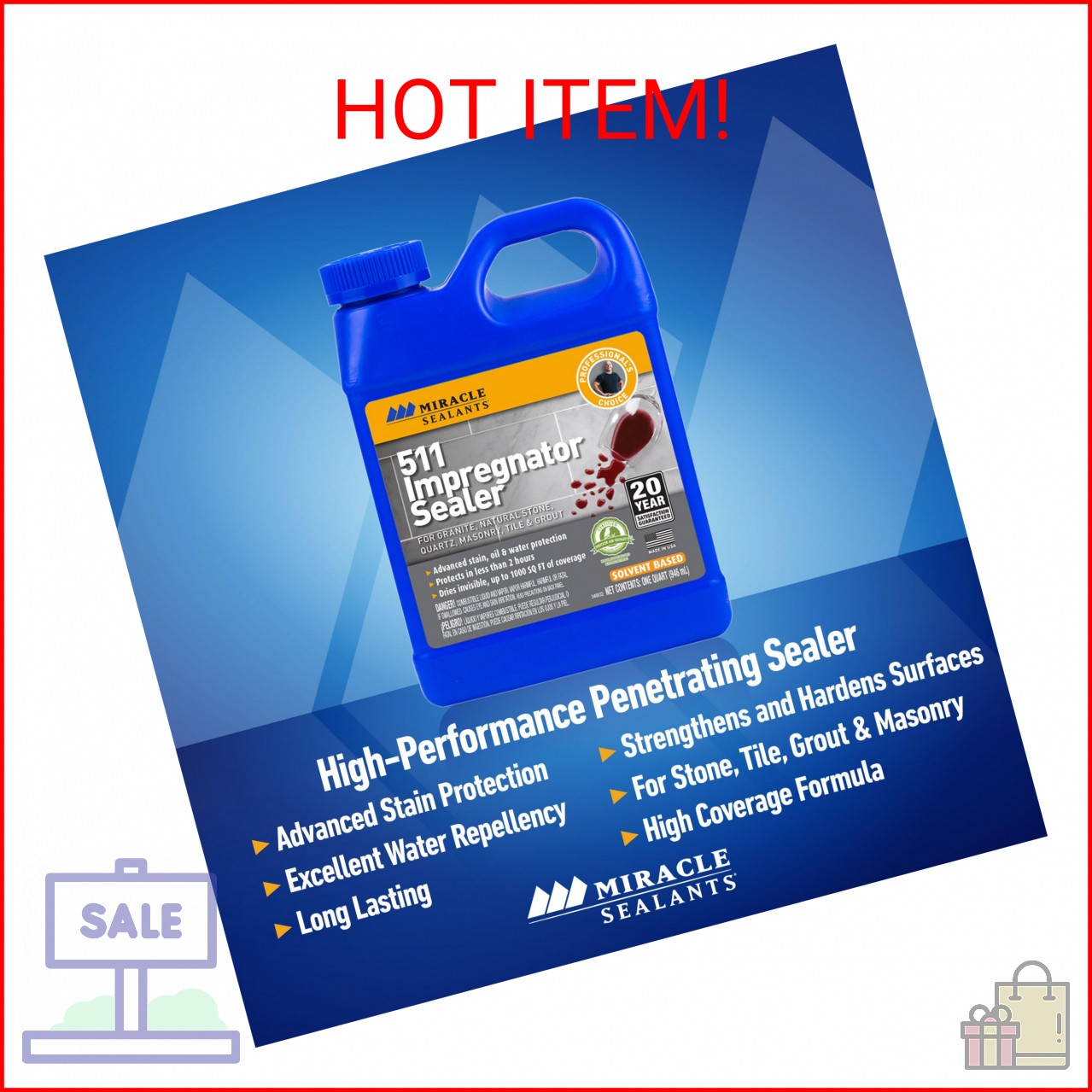Miracle Sealants 511 Impregnator Advanced Penetrating Sealer for Countertops, St