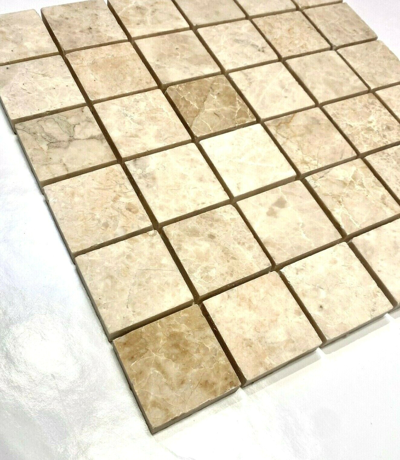 Cappucino Beige Marble 2×2 Brushed Straight Edge Tile Backsplash Floor Wall