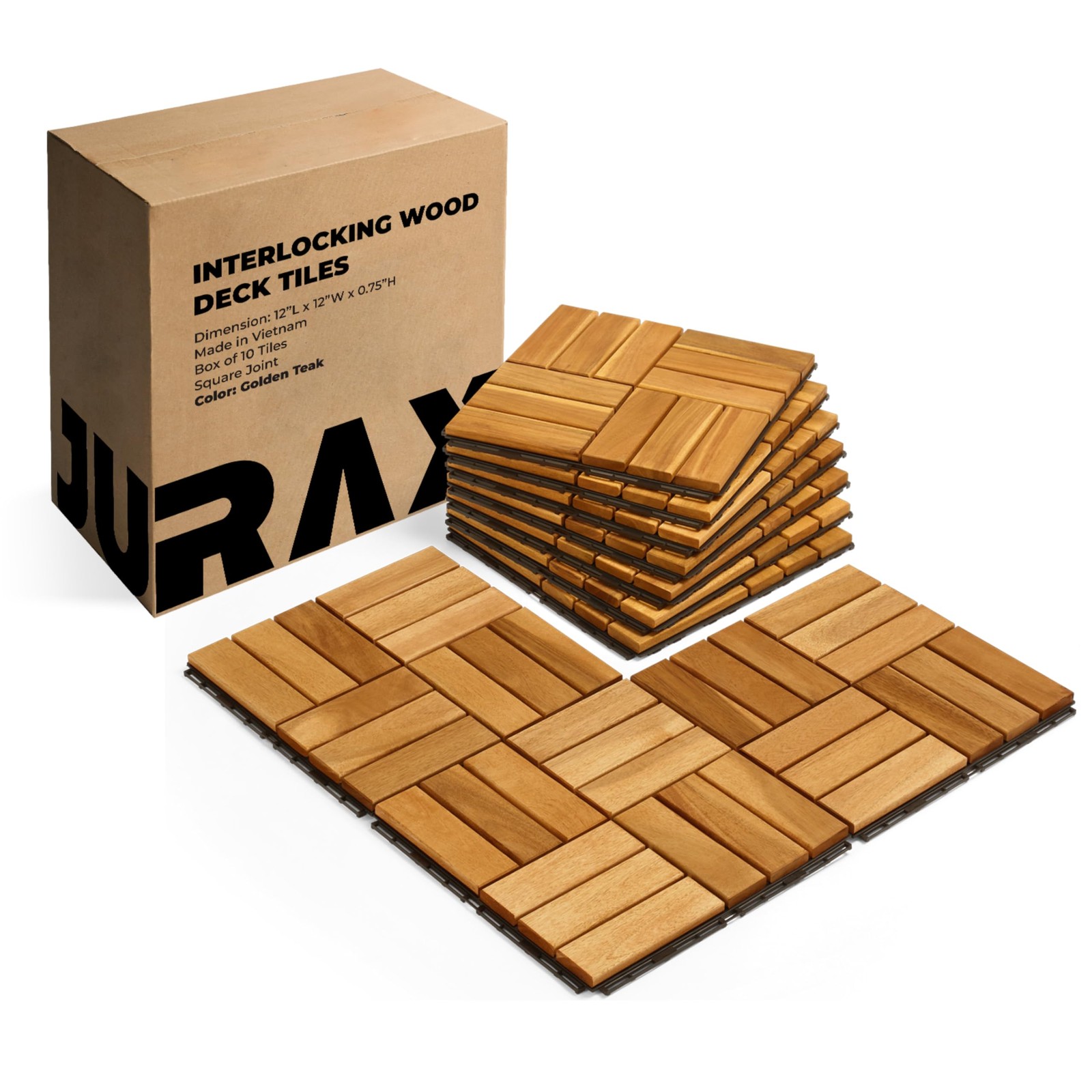 Jurax Premium Deck Tiles 10 Pcs 1212 Acacia Wood Interlocking Patio Tiles Snap