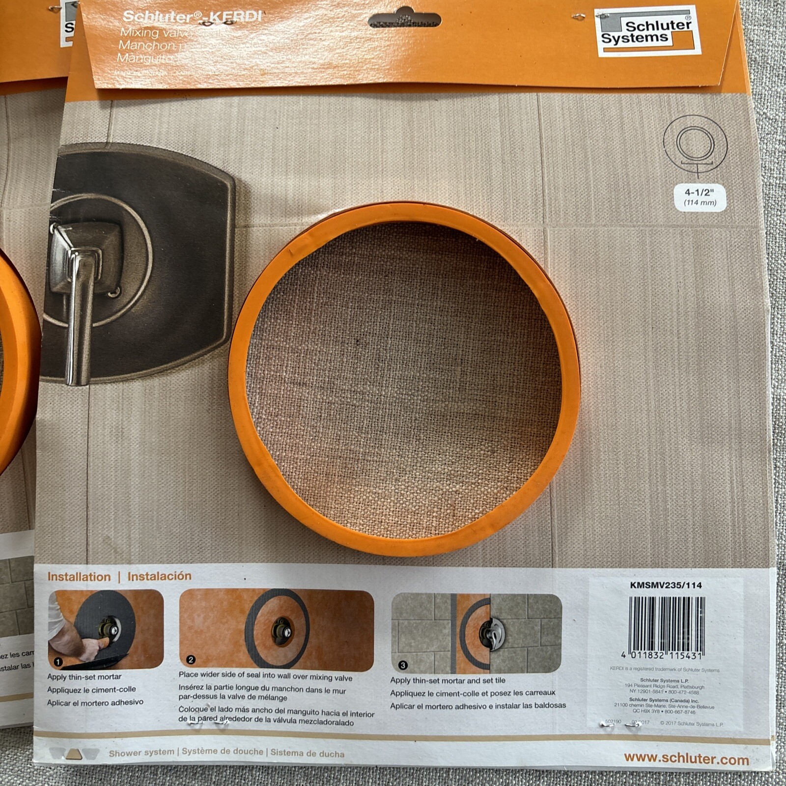 2x Schluter Kerdi Mixing Valve Seal 4-1/2″ KMSMV235/114/UV free shipping