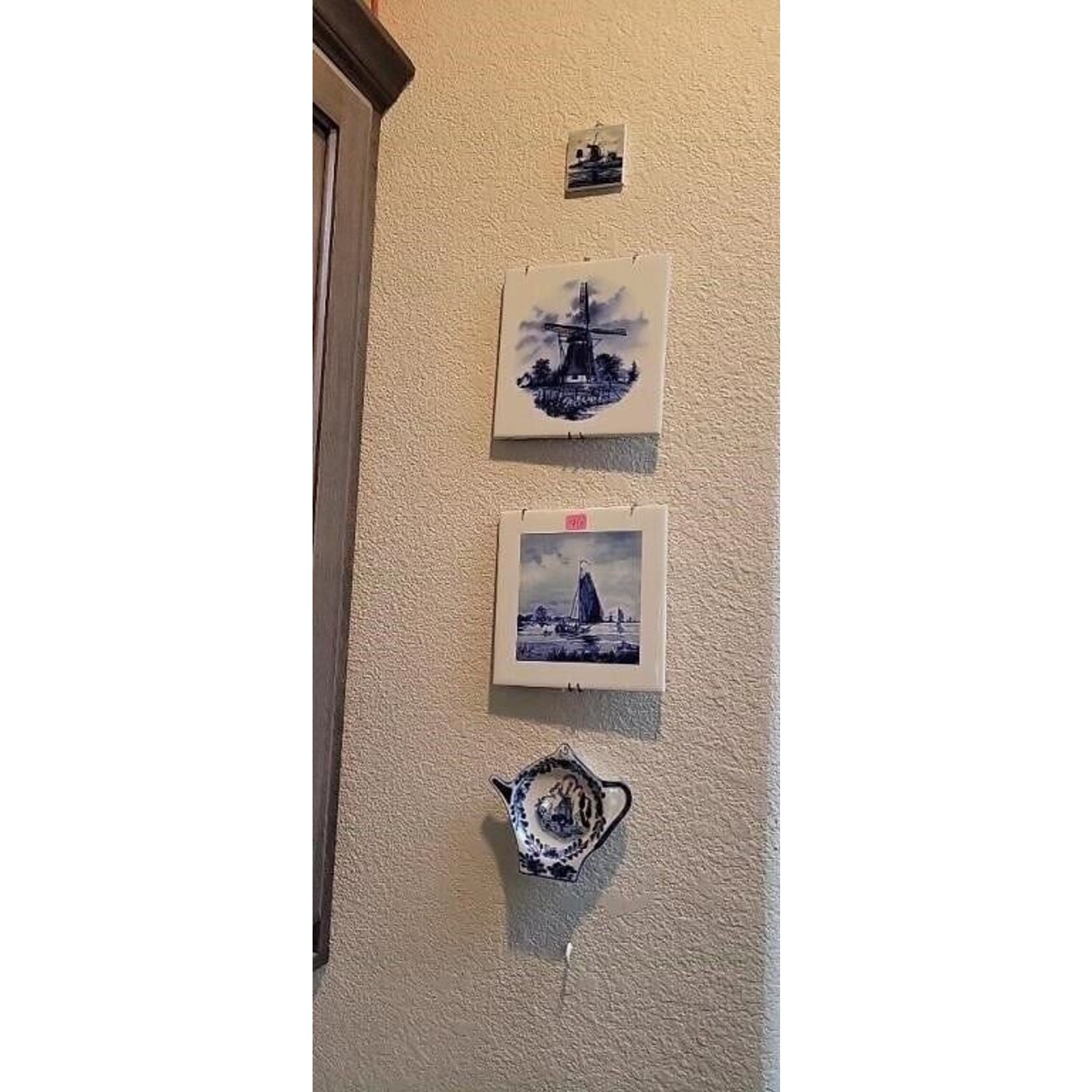 Delft Nautical Sailboat Windmill Holland Germany Set of 4 Ceramic Tiles Dishes