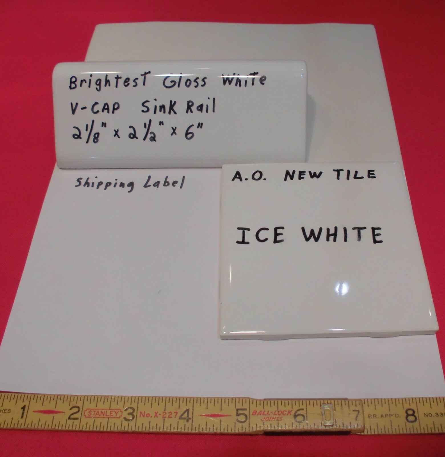 1 pc. “Brightest Gloss White” V Cap; Ceramic Trim Tile; Counter Top Edging: NEW