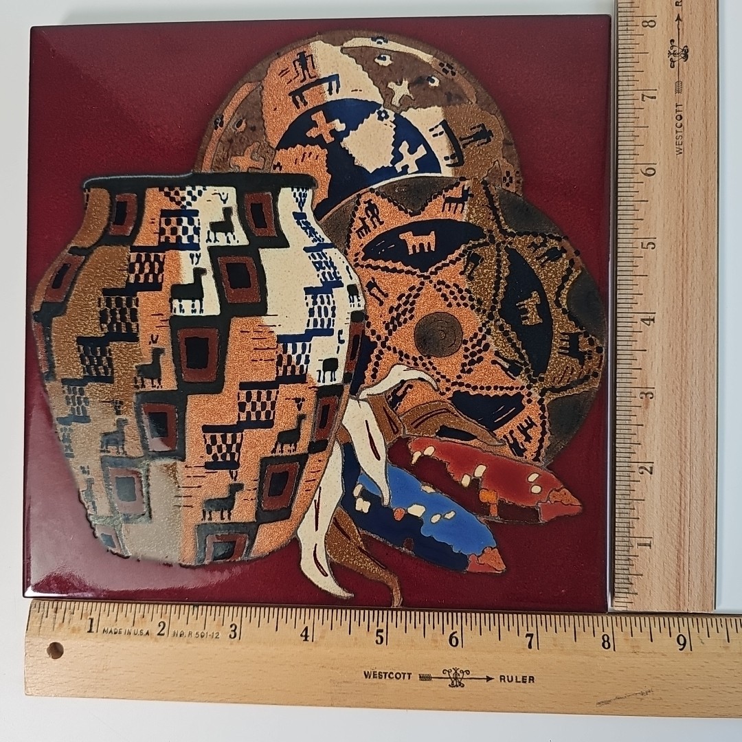 VTG 1991 Santa Fe Art Tile 8″ Trio Basket Jasper Arius #5117J
