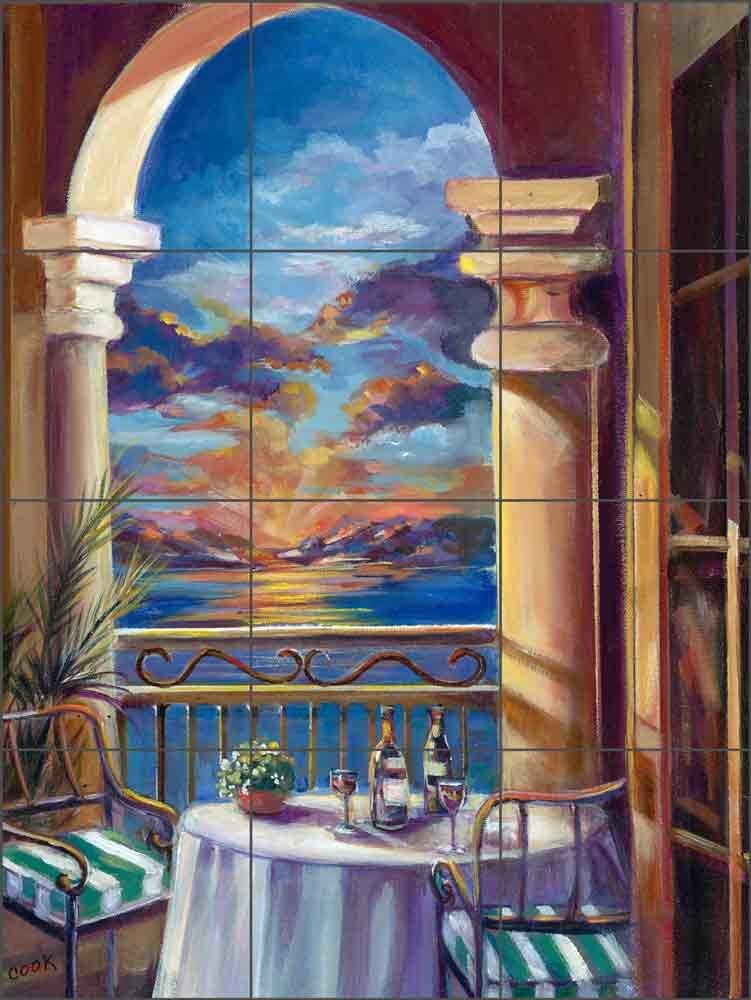 Sunset Tile Backsplash Ginger Cook Coastal Art Ceramic Mural GCS077