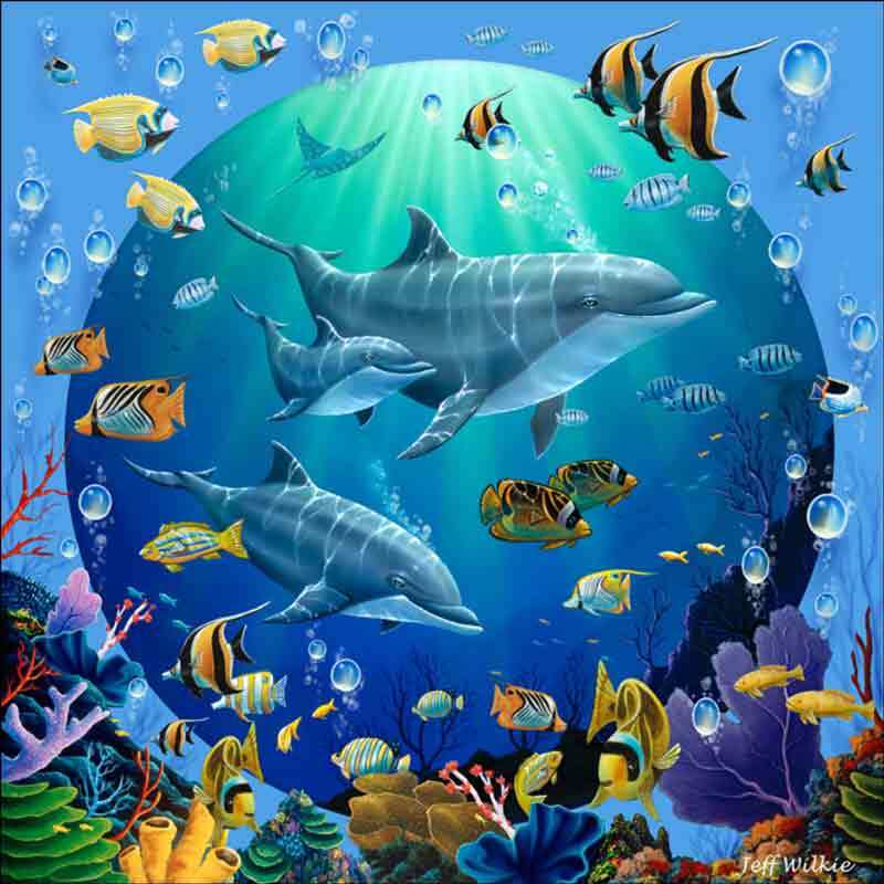 Undersea Accent & Decor Tile Jeff Wilkie Dolphin Art POV-JWA038AT