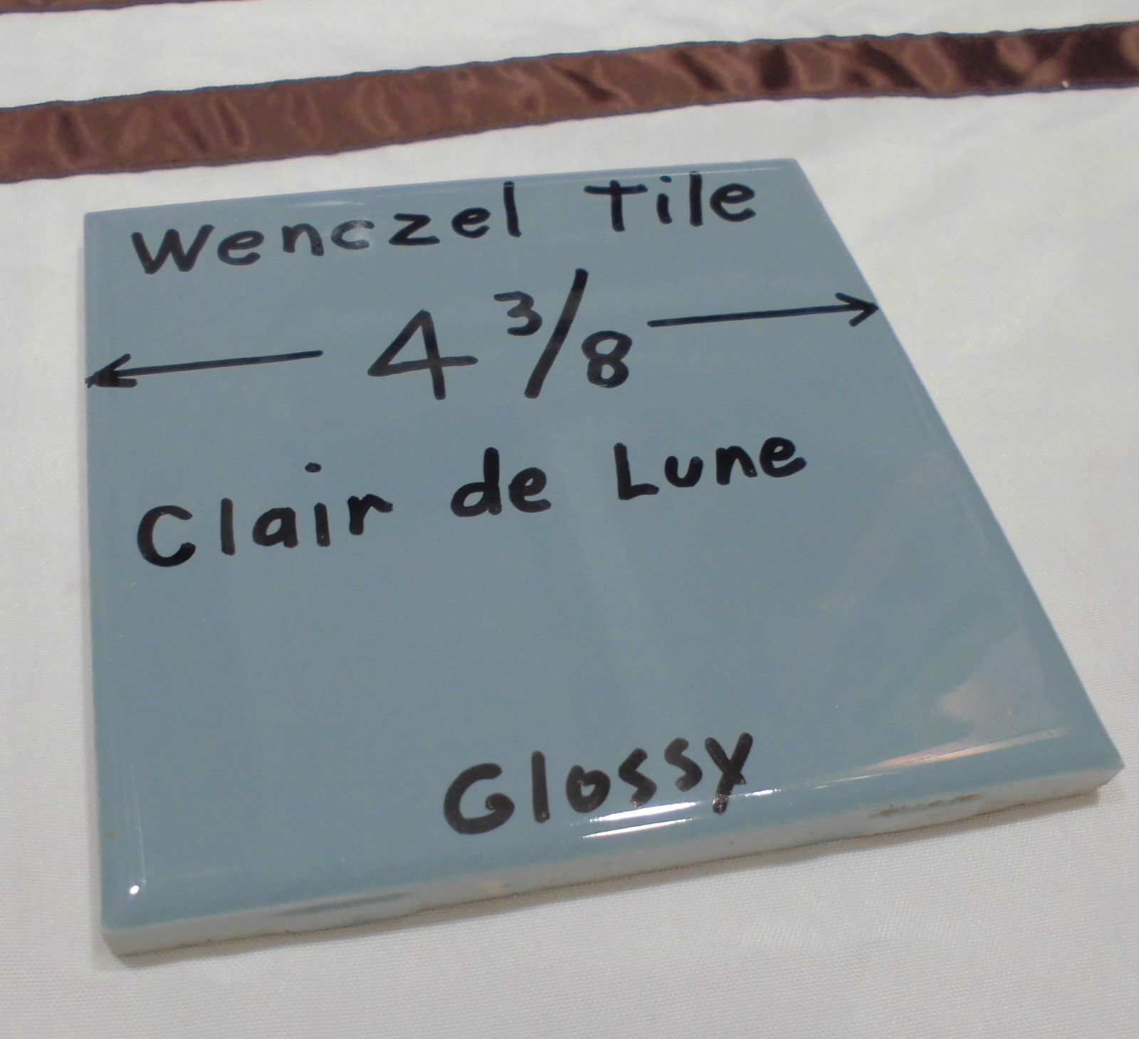 1 pc. *Blue-Gray* Glossy Ceramic Tile by Wenczel 4-5/16″ *Clair-De-Lune*