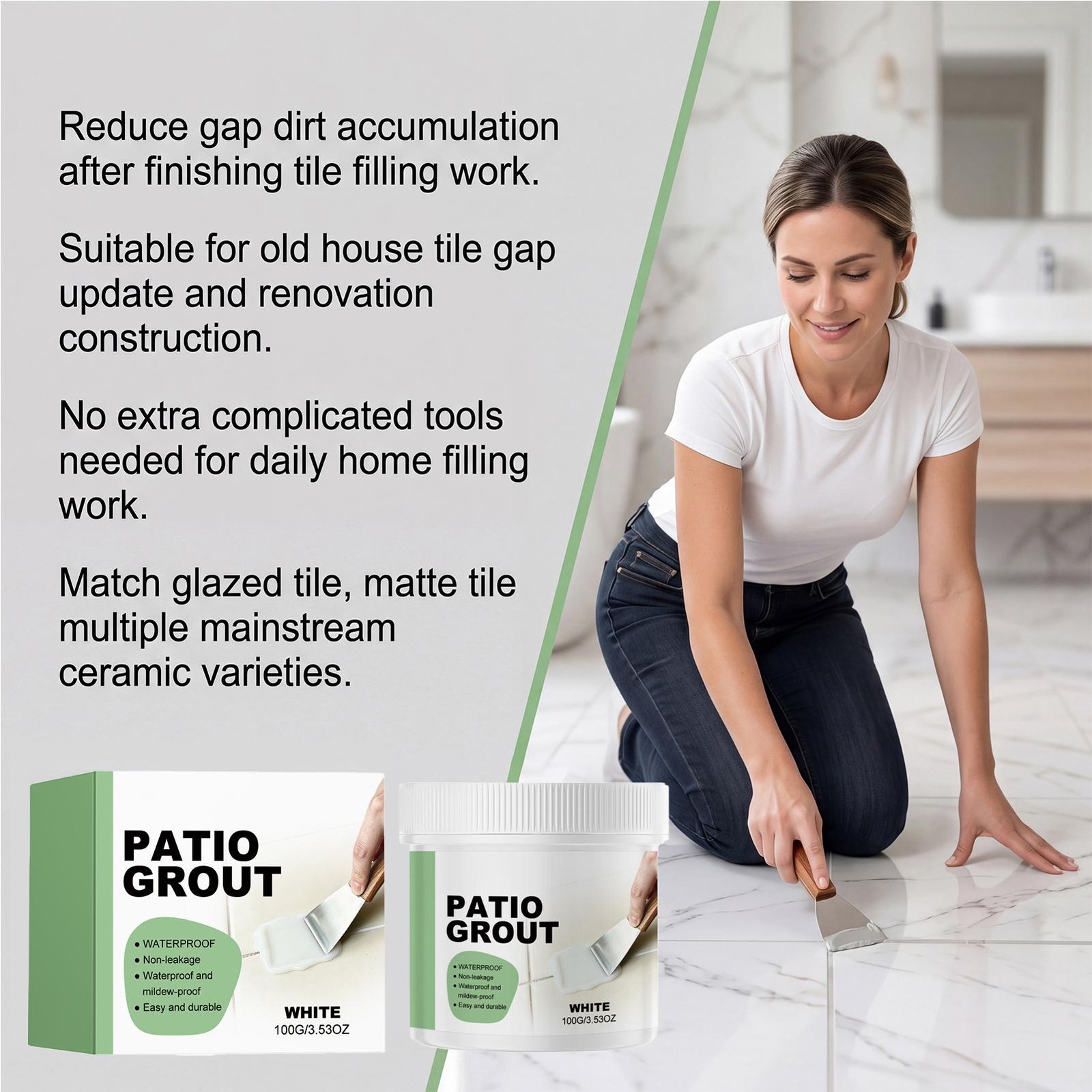 Patio tile grout Tile Sealant for Shower | 100g Long Lasting Gapfilling Adhesiv