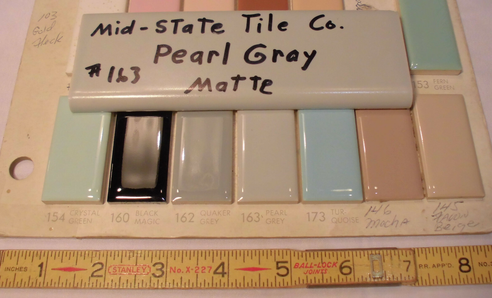 10 pcs. Vintage Matte *Pearl Gray* 2” X 6” Surface-Flat Bullnose Ceramic Tiles