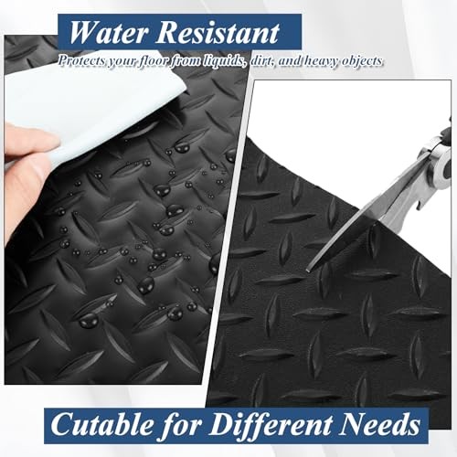 4 x 6 FT Garage Floor Mat, 1.5mm Thick Diamond Plate PVC Garage Flooring,