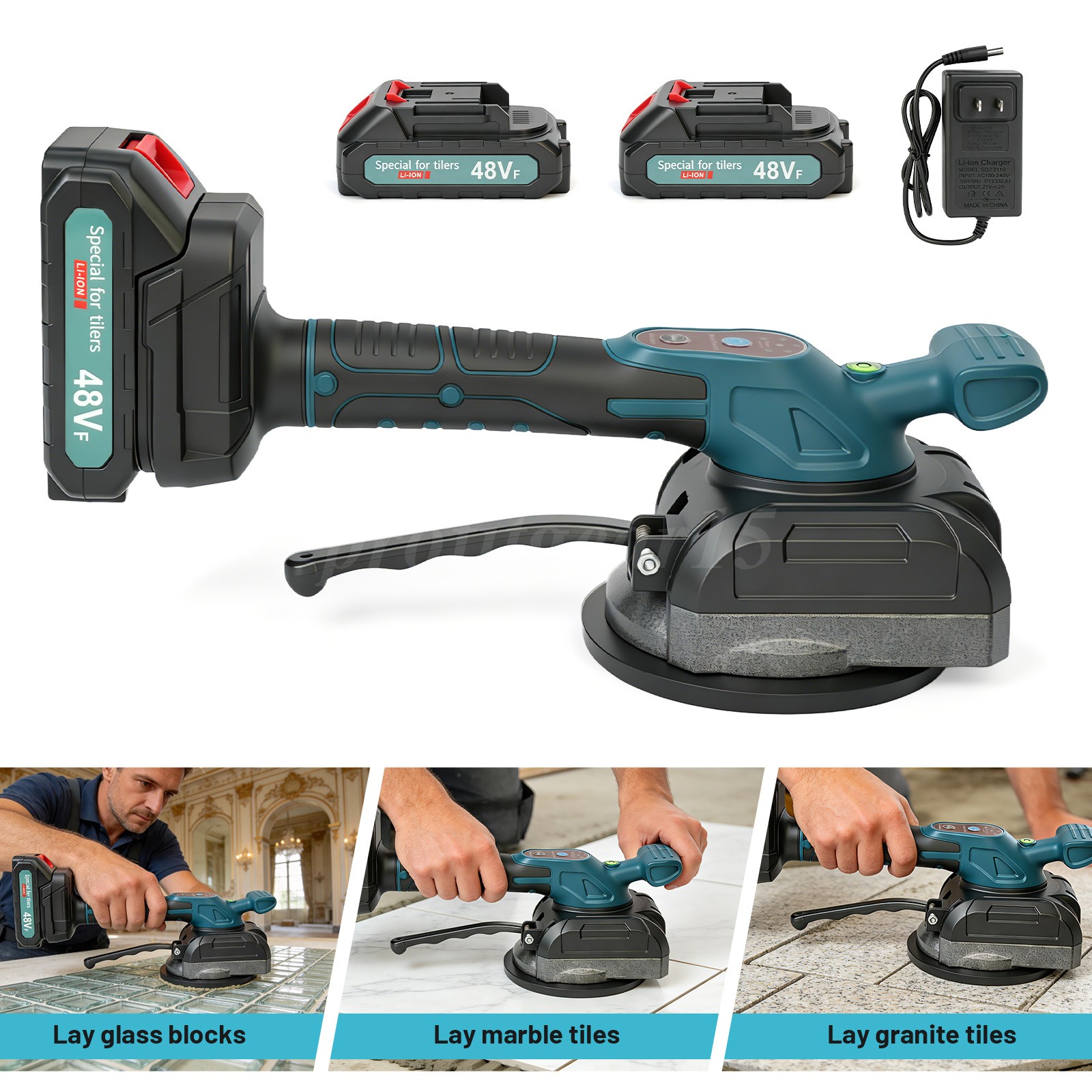 Cordless Tile Vibration Machine Tool, Electric Leveling Machine w/1.5Ah Battery