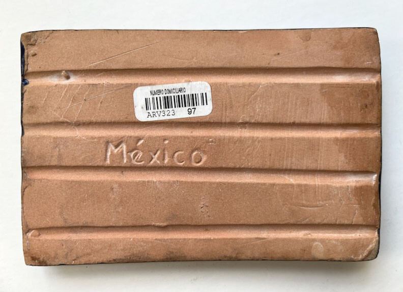 #4, #0, #3 TALAVERO GLAZED TERRA COTTA HOUSE NUMBERS TILES MEXICO; COBALT-MULTI
