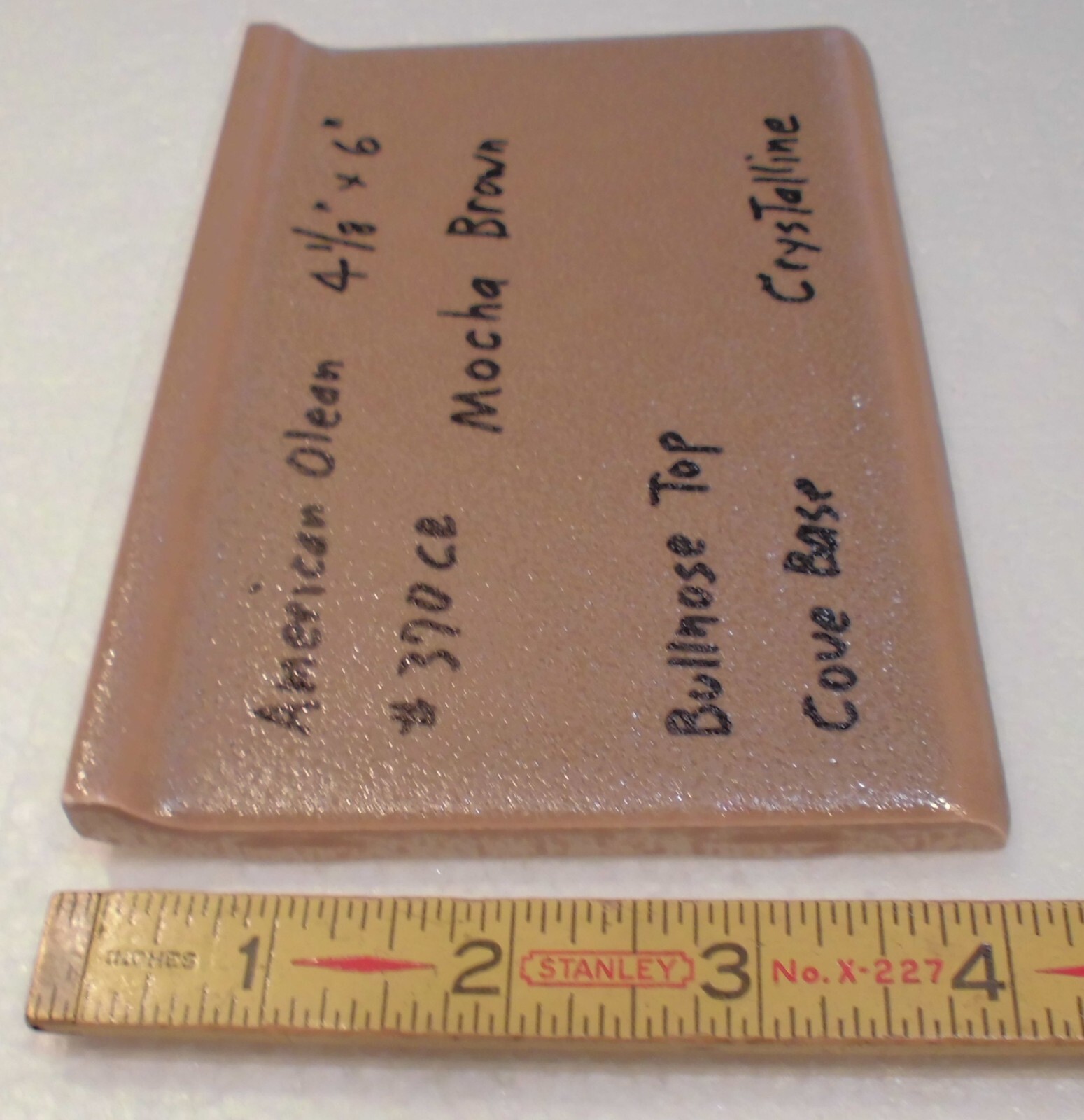 1 pc. Mocha Brown; base/cove Ceramic Tile; 4-1/8″ X 6″ by American Olean, New