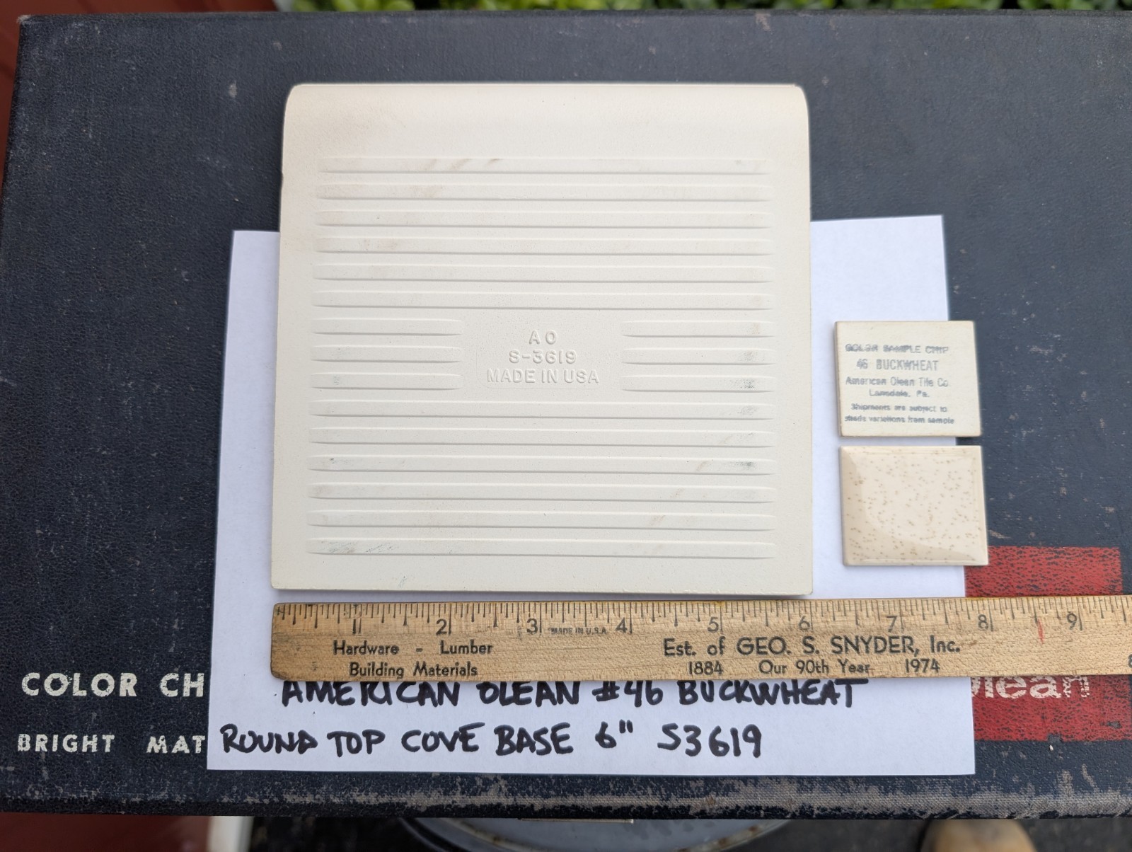 1 pc American Olean Ceramic Tile Round Top Cove Base 6″ S3619 Buckwheat #46 NOS