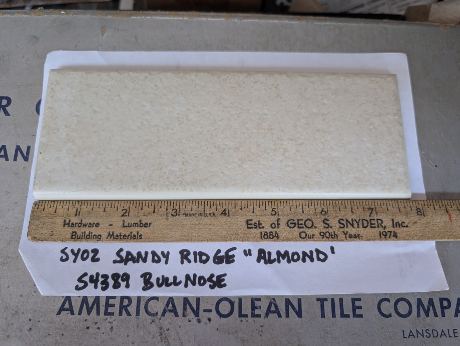 2 pcs American Olean Ceramic Tile Sandy Ridge series “Almond” SY02 3×8 Bullnose