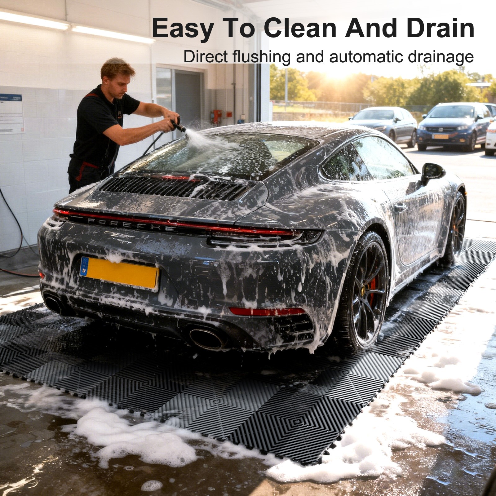 NAIZEA Garage Floor Tiles Interlocking Mat 24/36/50SqFt Modular PP Drainage Mat