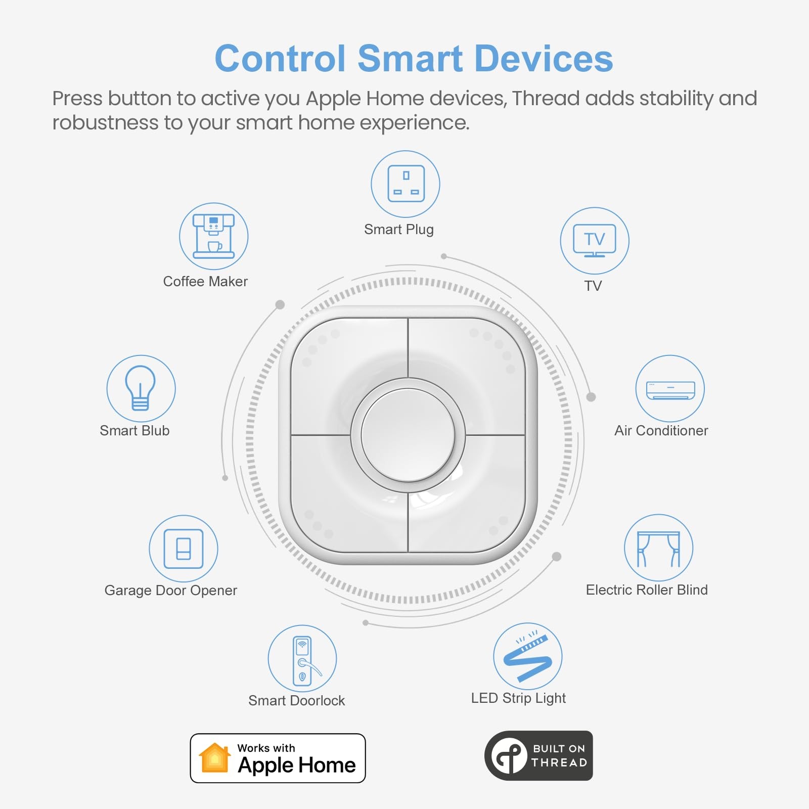 Onvis Smart Button, 5-Keys Switch, Scene Controller, Compatible white