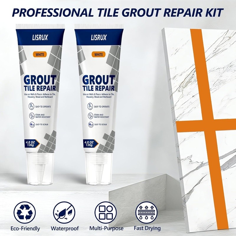 3-in-1 Tile Grout Repair Kit Waterproof Adhesive Cracks Stains Filling Renewing
