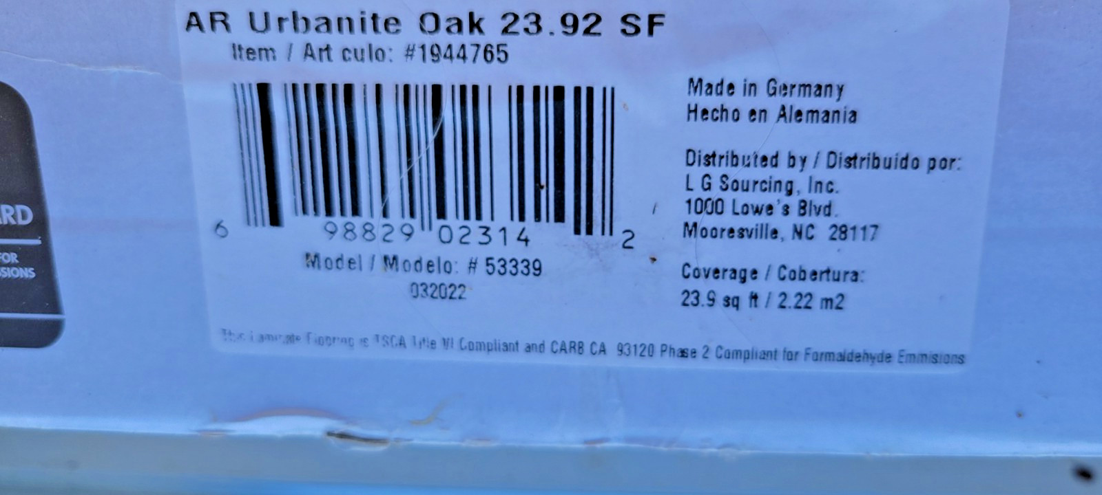 Allen Roth (Lowes) Urbanite Oak Water Resistant Laminate Flooring Click Lock