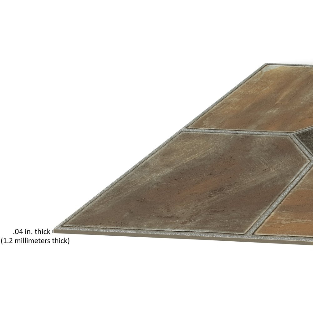 Thick Peel & Stick Vinyl Floor Tiles 20 Tiles/20 Sq. Ft. Rustic Slate 12″X12″