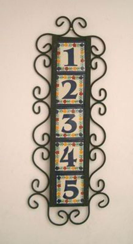 5 House Numbers Tiles 4×4 with Vertical Iron Frame (Provide us your numbers)