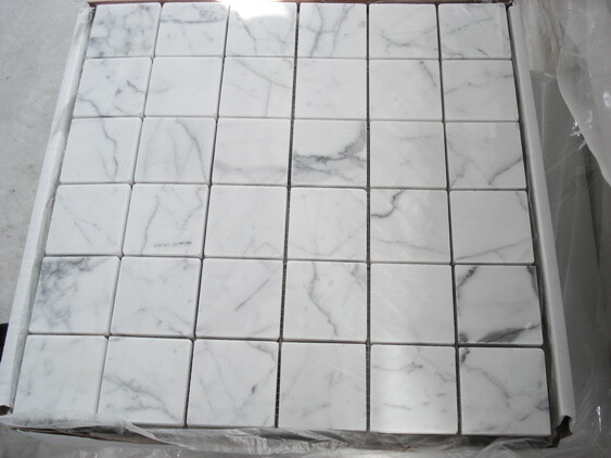L25XP 2×2 Square Statuary Statuario White Italian Marble Mosaic Tile Polishe