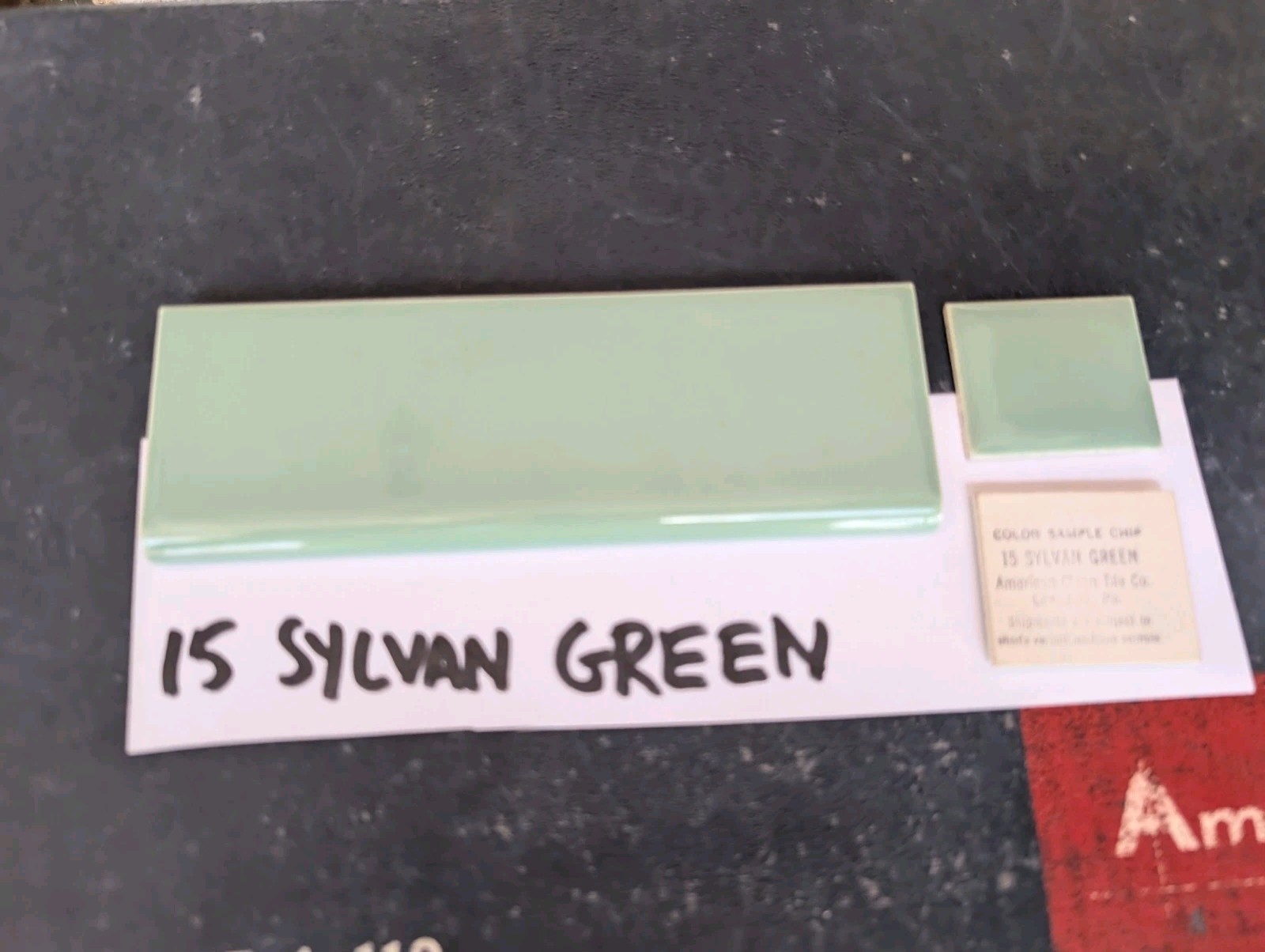 1 piece 2×6″ Ceramic Tile #15 Sylvan Green American Olean Tile Bullnose S4269