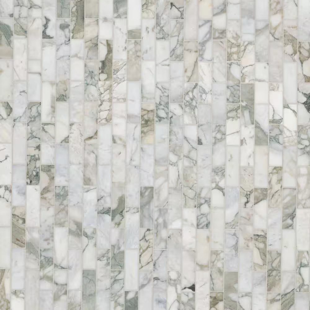 Coranado Green 12 In. X 12 In. Honed Marble Mesh-Mounted Mosaic Floor and Wall T
