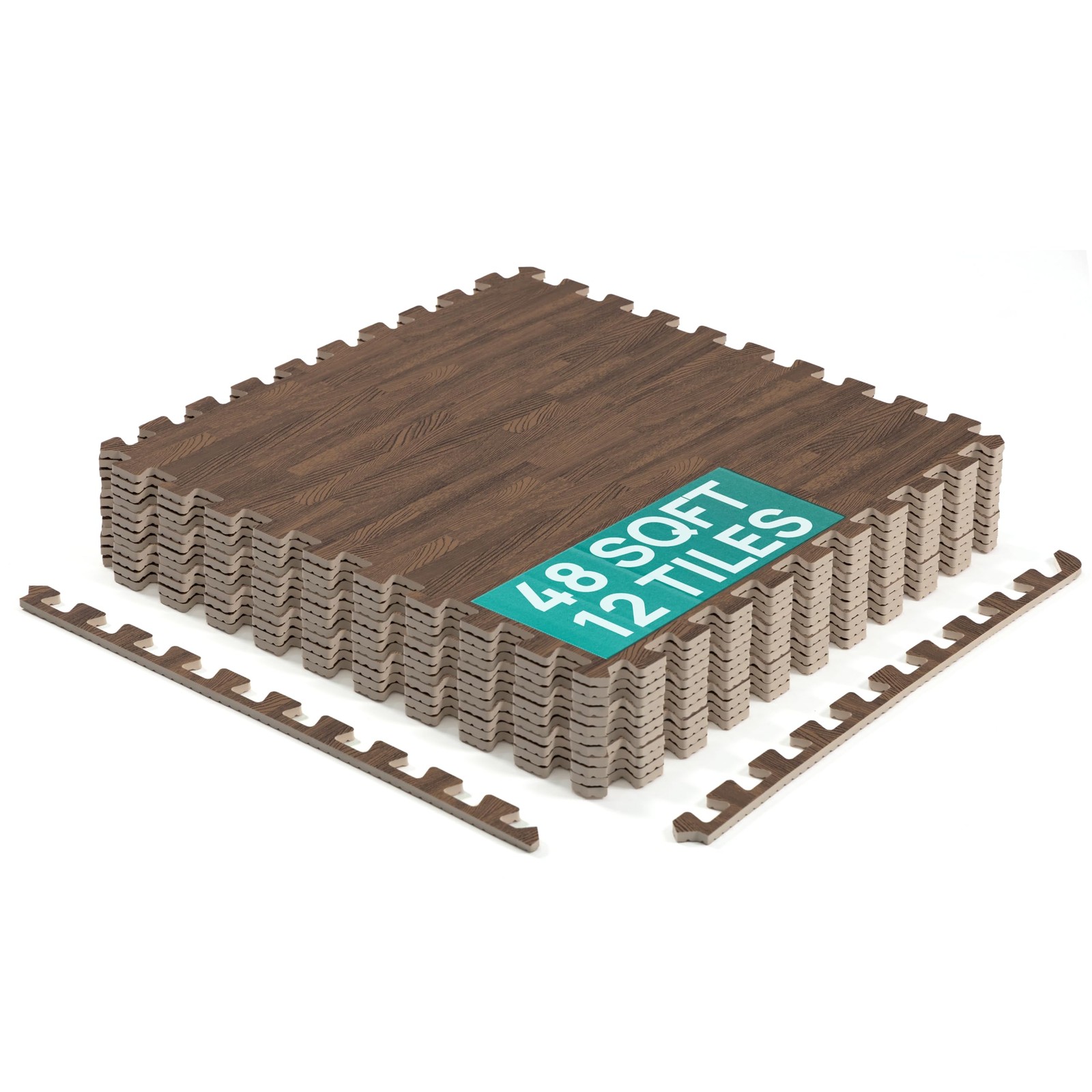 Yes4All 24″L x 24″W x 0.4″Th, G. 48 Square Feet (12 Tiles) – Dark Oak Wood
