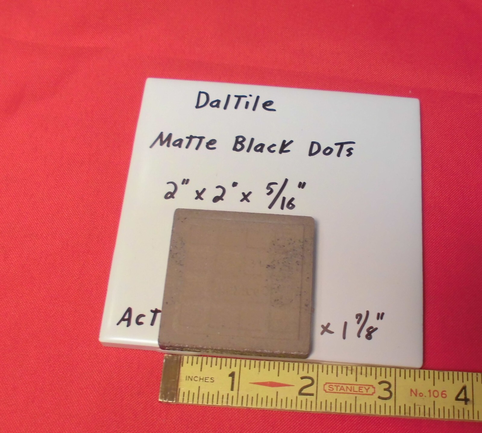 1 pc. *Matte Black* 2″ Dot – Insert Ceramic Tile, by Datile Co. 1-7/8″ SQ. NEW