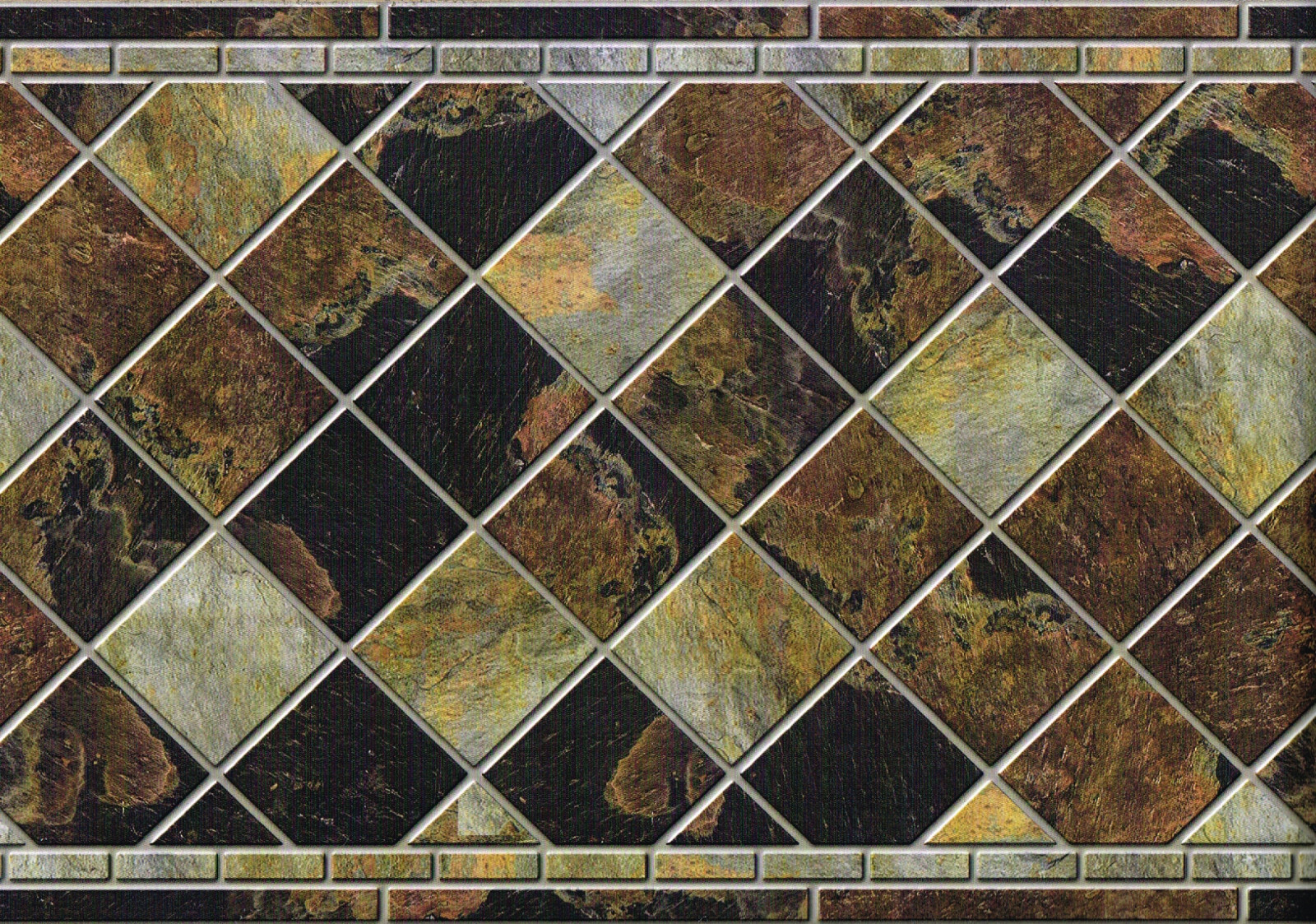 Diamond Slate Marble Wall Tile 3D Look Peel Stick Vinyl Kitchen Backsplash 11.5″